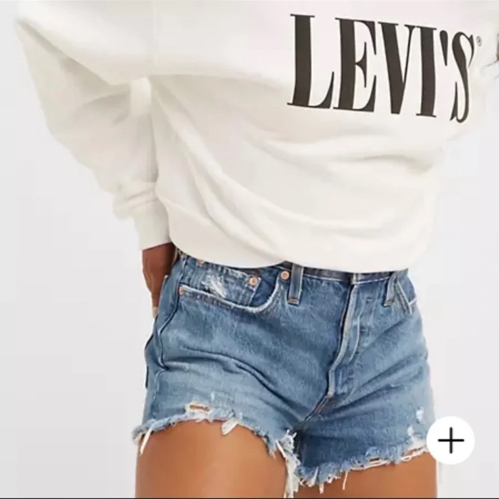 Levi’s 501 Cutoff Denim Shorts High Rise Button Fly Distressed size 32